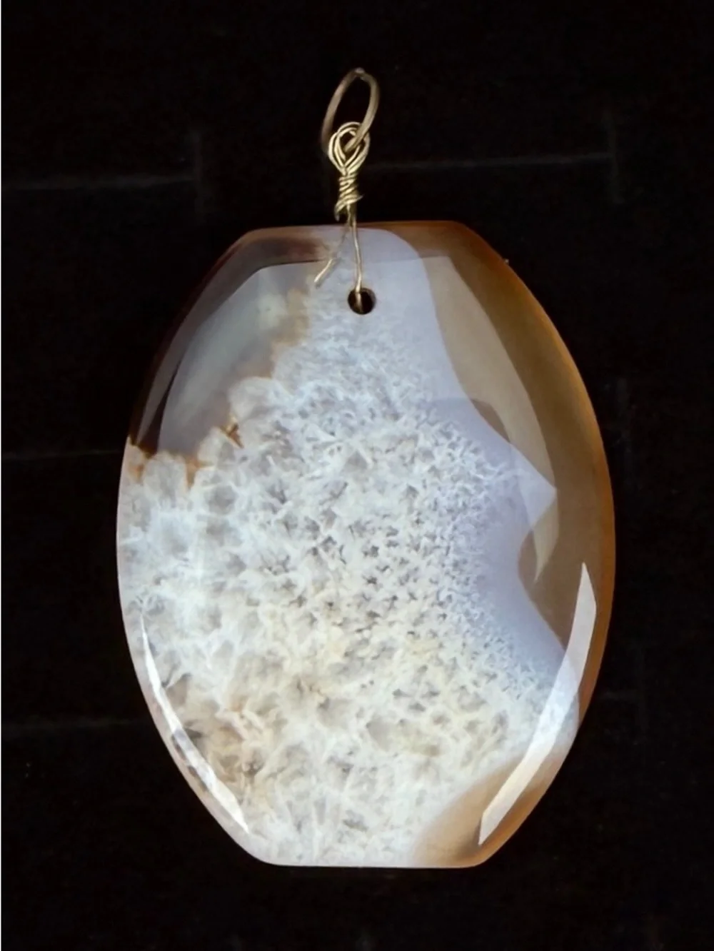 Gorgeous bohemian chic stone pendant + Free 16” Cord Necklce